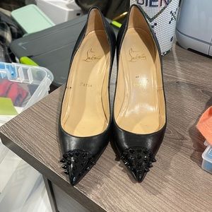 Christian louboutin black pumps with spike heels